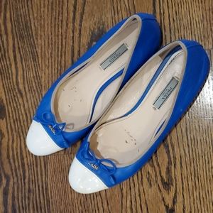 Prada Women's Ballet Flats, size 39.5 EU, 9.5 US, Blue/White